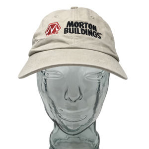 Morton Buildings Baseball Cap Cotton Beige Embroidered OSFM Strap Back Hat
